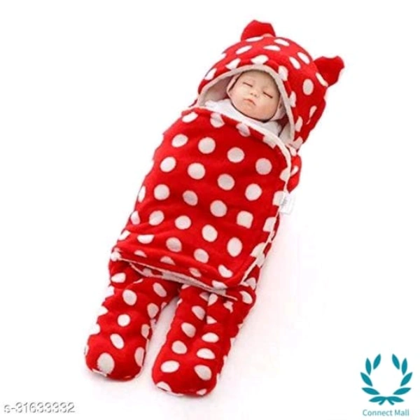 BRANDONN New born Hooded Supersoft Wearable Wrapper Sleeping Bag Cum Baby Blanket For Babies (76 cm x 70cm, 0-6 Months) - 76cm x70cm x,0-6 Months, Red, Fleece, New Born Baby, Pack Of :1